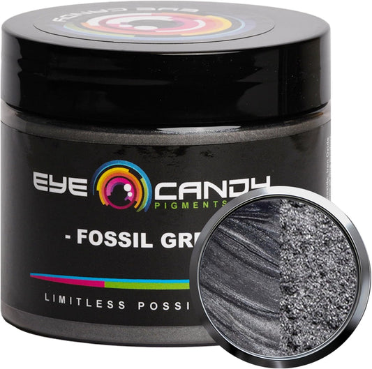 Eye Candy Pigments Premium Grey Mica Powder - Fossil Grey (50gr) - for Epoxy, Resin, Soap, Paint, Woodworking, Acrylic Pouring, Bath Bombs, Fishing Lures - DIY Arts and Crafts Additive