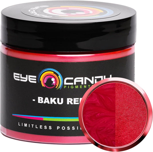 Eye Candy Pigments Premium Red Mica Powder - Baku Red (50gr) - for Epoxy, Resin, Soap, Paint, Woodworking, Acrylic Pouring, Bath Bombs, Fishing Lures - DIY Arts and Crafts Additive
