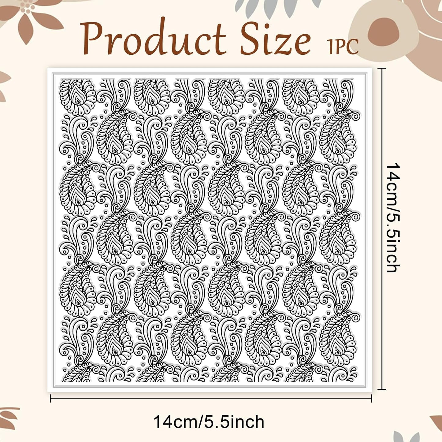 CHGCRAFT Paisley Pattern Polymer Clay Texture Sheets Retro Pattern Silicone Texture Stamp Modeling Pattern Pad for Jewelry and Clay Earrings Tools, 5.5x5.5 inch