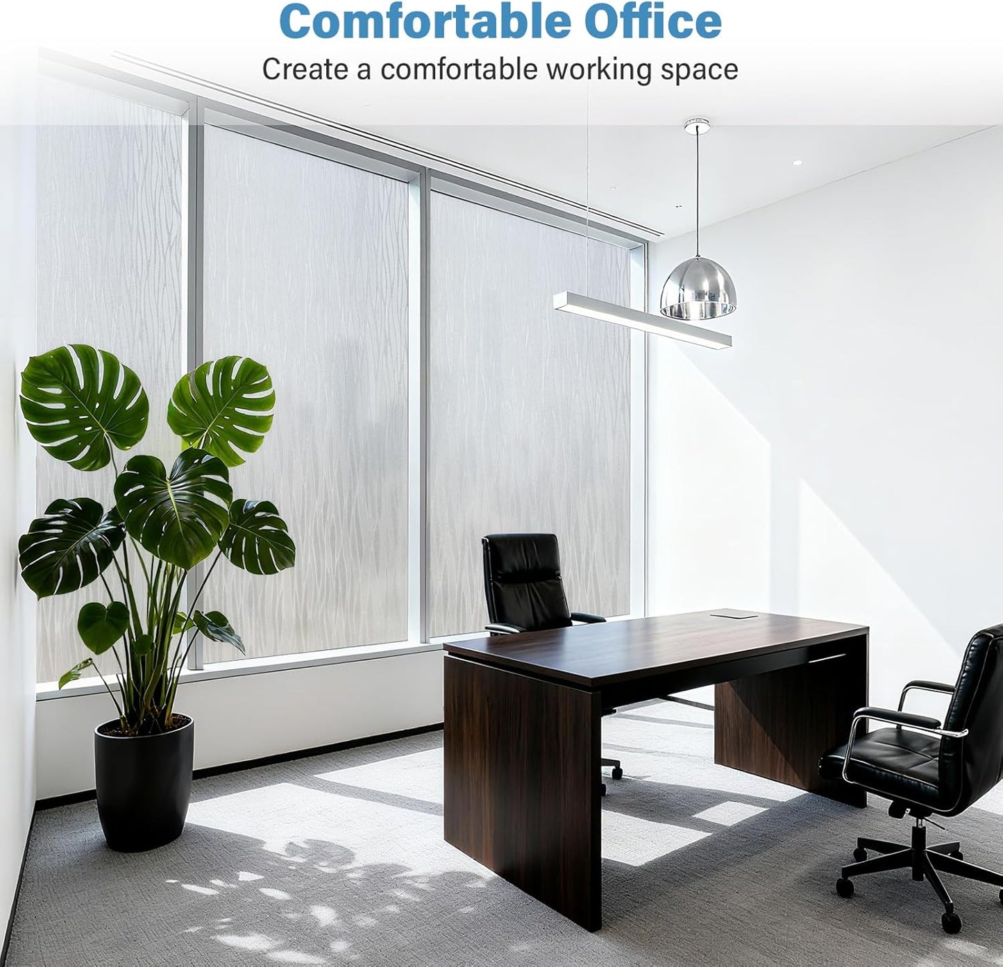 Finnez Frosted Privacy Window Film Static Cling, Non-Adhesive Decorative Cover for Glass Door & Windows, No Glue Removable Clings UV Blocking Waves Design for Home Office 23.6 x 78.7 Inches