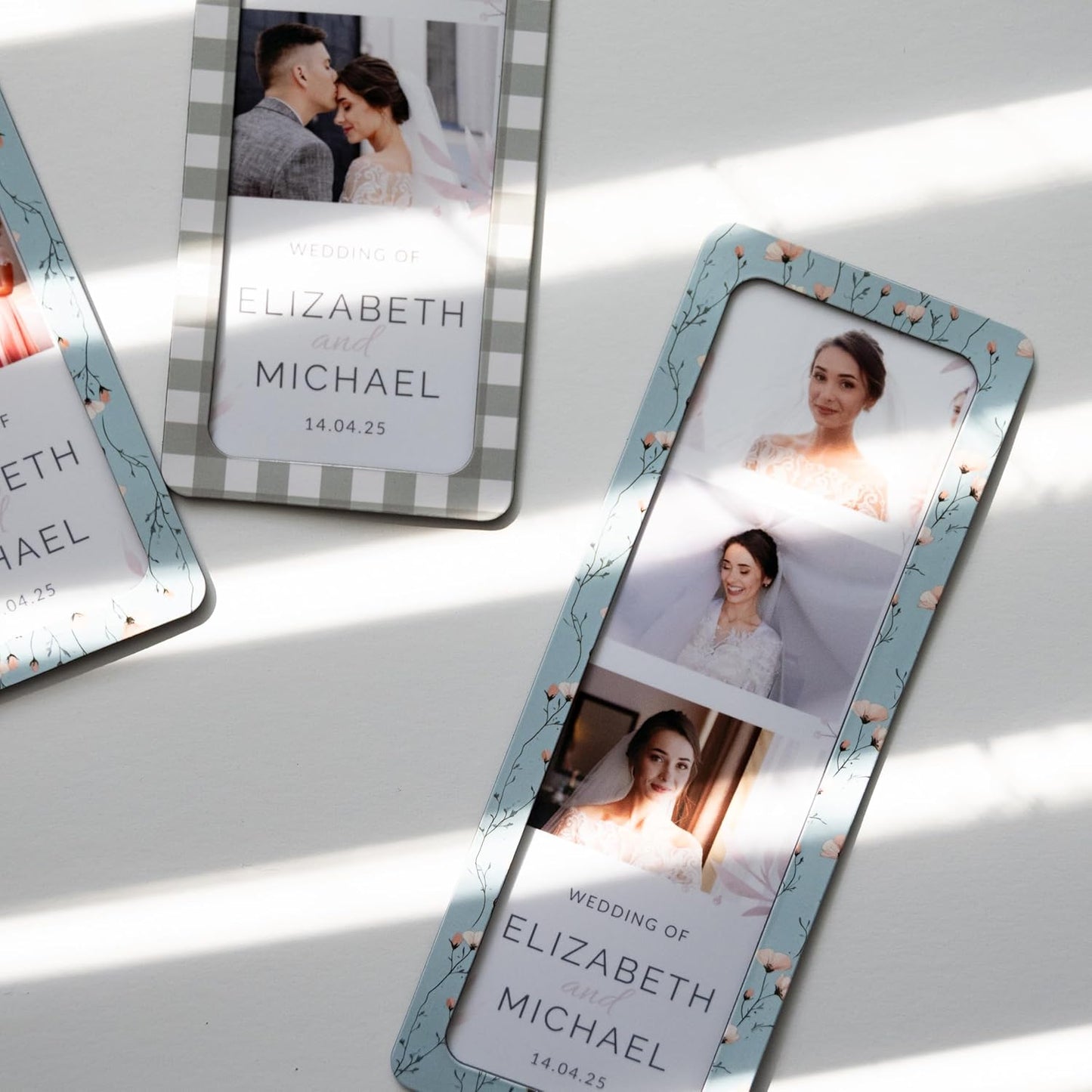 Magnetic Frames For 2x6 Photo Booth Strips – Set of 5 – White, Black, or Floral Design Photo Picture Holders – Magnetic Paper Cutout for Photobooth Photos – Simple Slim Frames for Fridge, Locker, or Party Keepsakes (5, CHECK/FLORAL PATTERNS MIX)