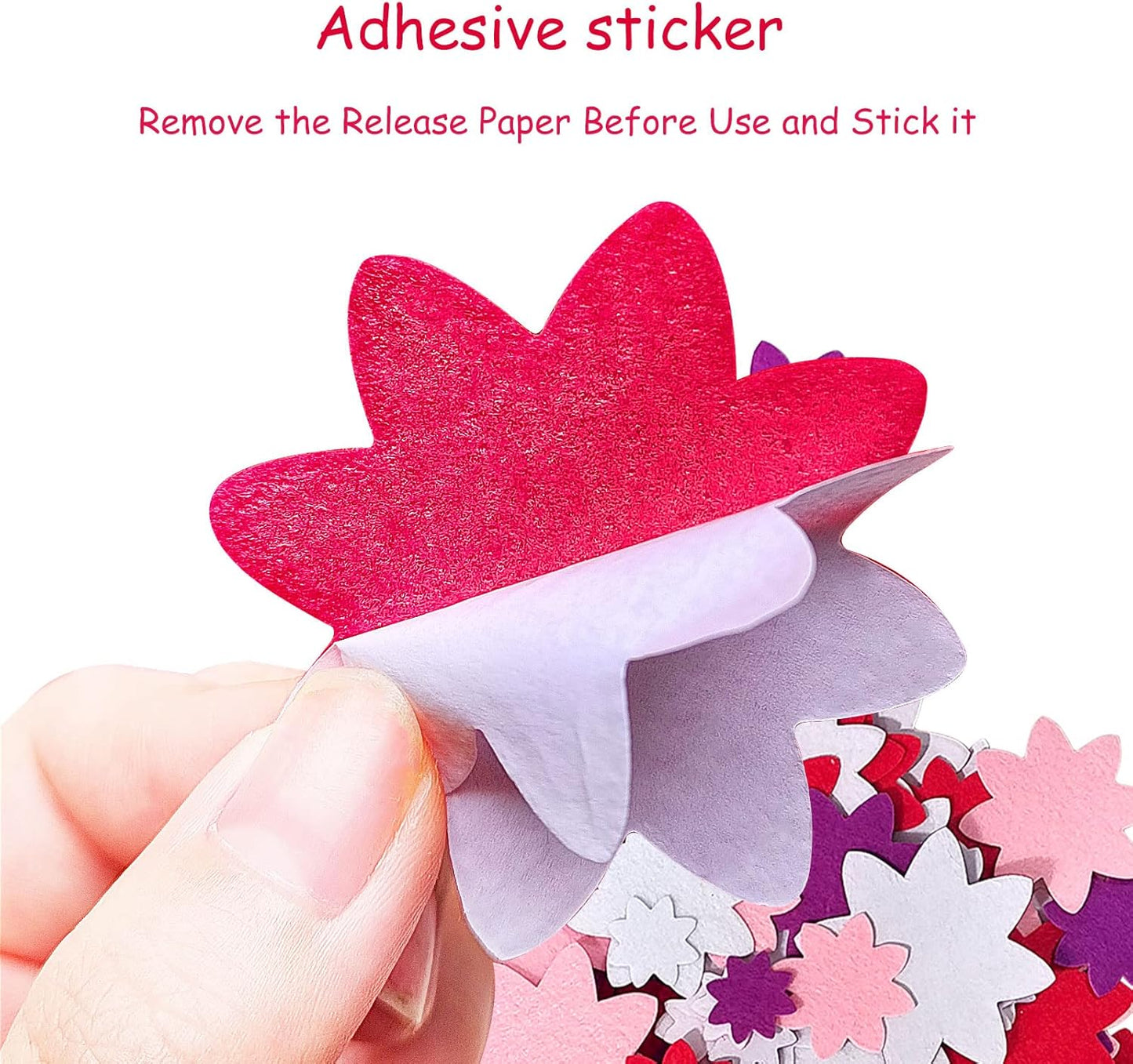 Flower Stickers, Felt Stickers for Kids, Felt Flowers for Crafts, Craft Supplies for Scrapbooking 120pcs 1" to 3" Size