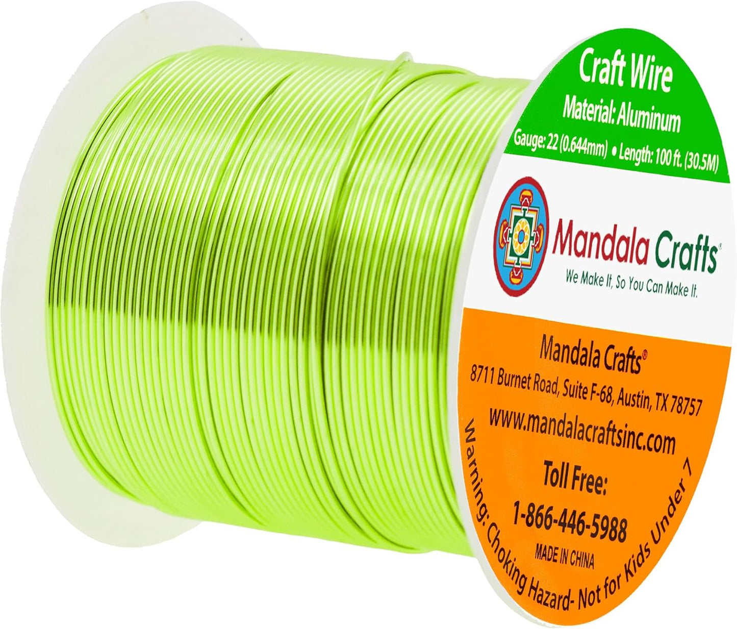 Mandala Crafts 22 Gauge Anodized Aluminum Craft Wire for Jewelry Making - 100 FT Colored Flexible Light Green Wire - Bendable for Bonsai Armature Crafting Sculpting