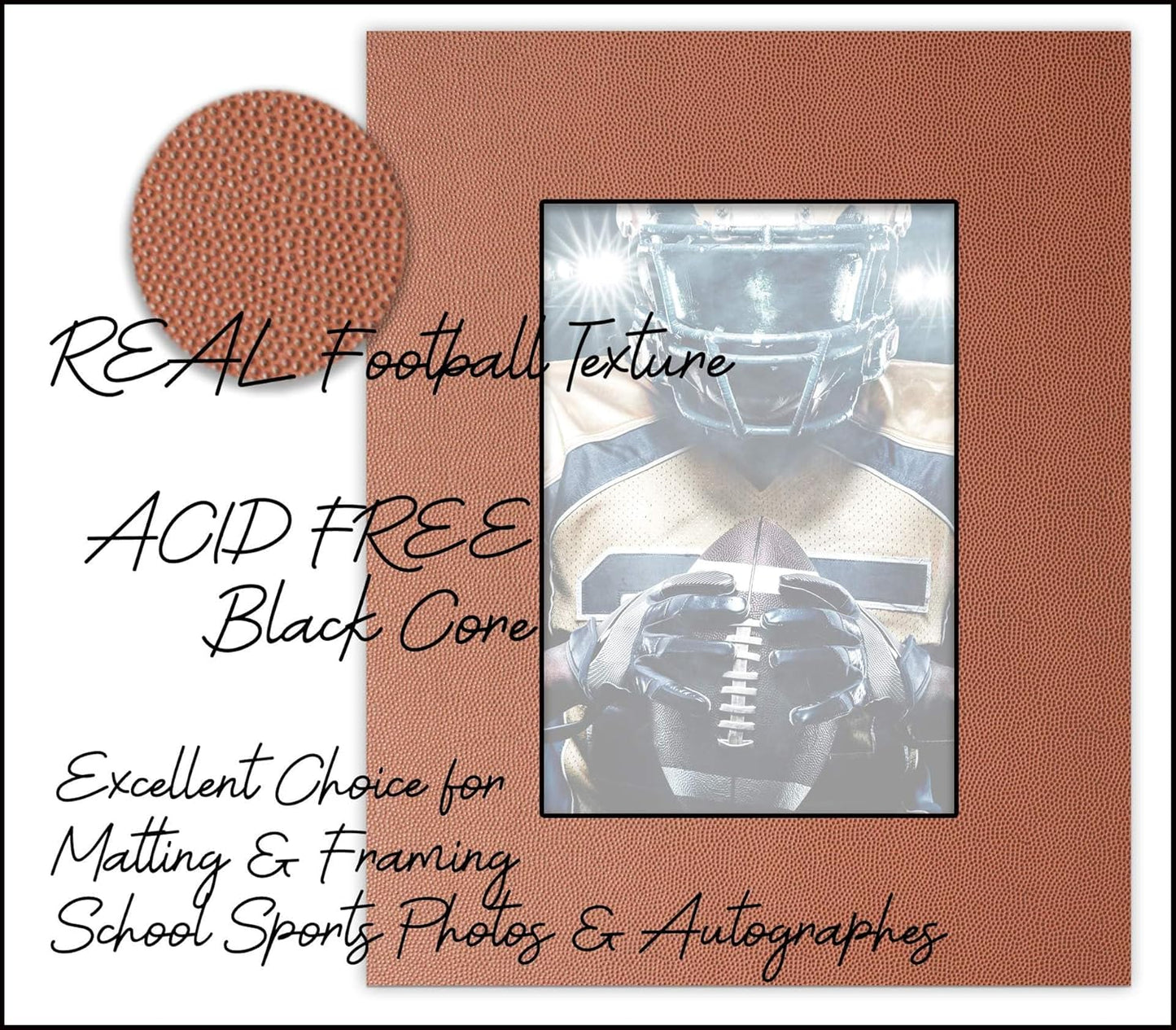 Pack of 25 Acid Free 11x14 Mats Bevel Cut for 8.5x11 Photos - Football Texture Precut Matboards For Pictures, Photos, Framing - 4-ply Thickness