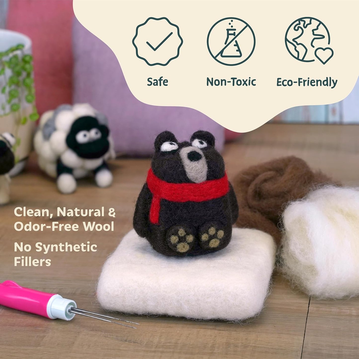 Woolbuddy Wool Felting Core Wool – Handmade Carded White for Needle & Wet Felting, Dryer Balls, Craft Pads & Chunky Yarn (8oz)