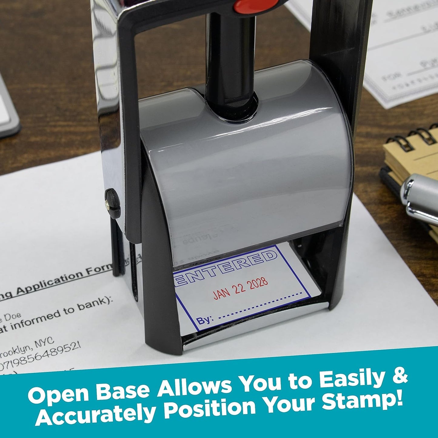 MaxMark Heavy Duty Self Inking Date Stamp with Phrase Faxed - 2 Color Blue/Red Ink