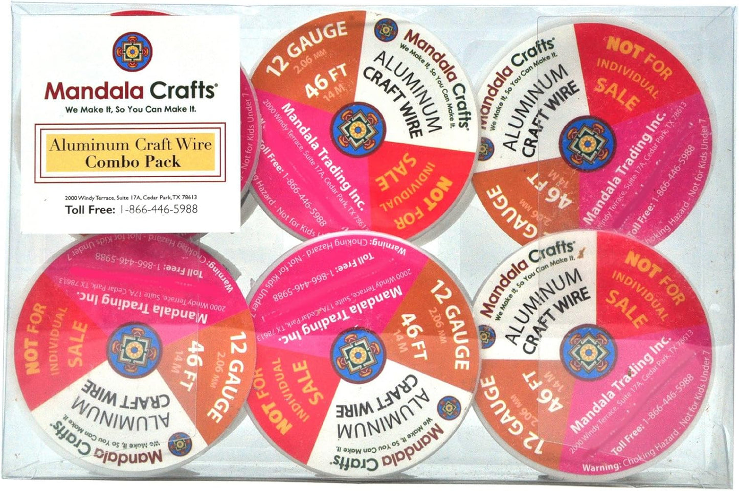 Mandala Crafts 12 Gauge Anodized Aluminum Craft Wire for Jewelry Making - 276 FT Colored Flexible Silver Combo Wire - Bendable for Bonsai Armature Crafting Sculpting