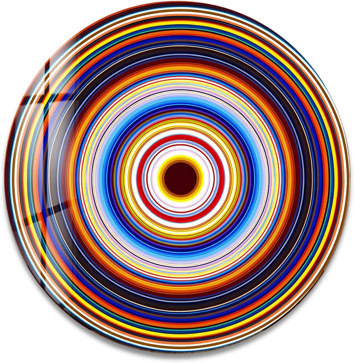 My Photostation.com 20''(50cm) Diameter Colorful Concentric Circles Round Glass Wall Art Tempered Glass Printing Wall Decor Large Wall Art Wall Hangings