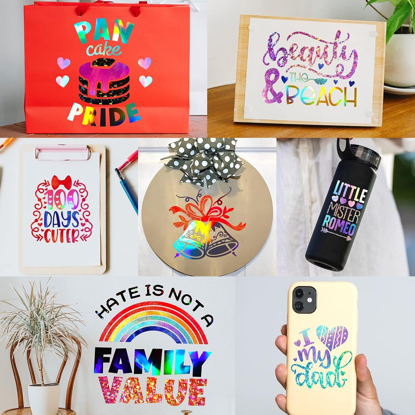 GIRAFVINYL Assorted Holographic Vinyl Sheets, Holographic Glitter Permanent Vinyl Bundle for DIY Decorations,12” x 12”20 Sheets