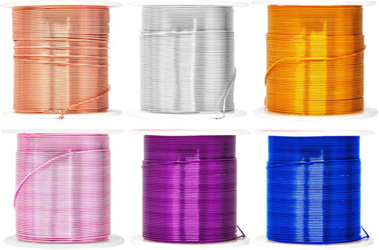 Mandala Crafts 22 Gauge Anodized Aluminum Craft Wire for Jewelry Making - 450 FT Colored Flexible Silver Copper Gold True Blue Purple Pink Wire - Bendable for Bonsai Armature Crafting Sculpting