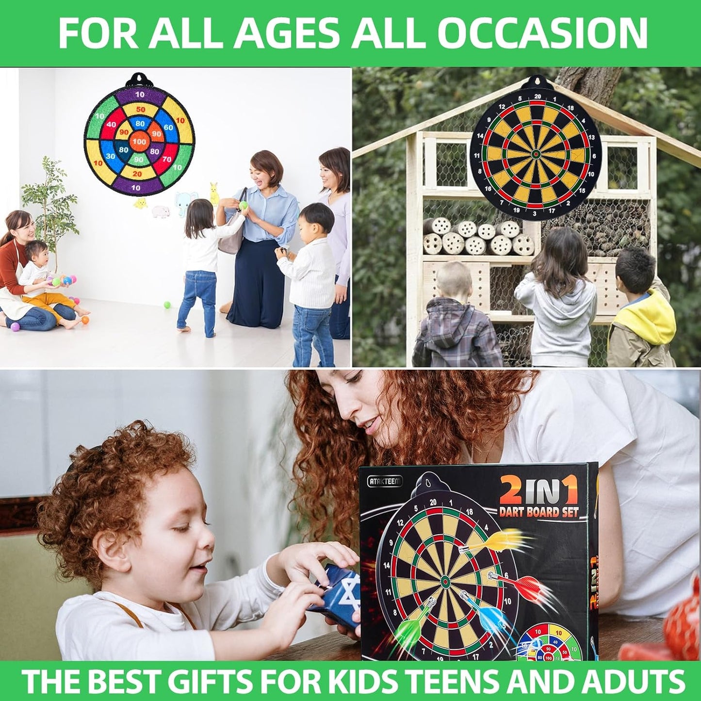 Magnetic Dart Board for Kids-12Magnetic Dart/Sticky Balls Or 2 Toy Gun+40 Foam Dart.Indoor/Outdoor Kids Games and Party Games,Christmas Birthday Gifts Toys for 3-12 Year Old Boys