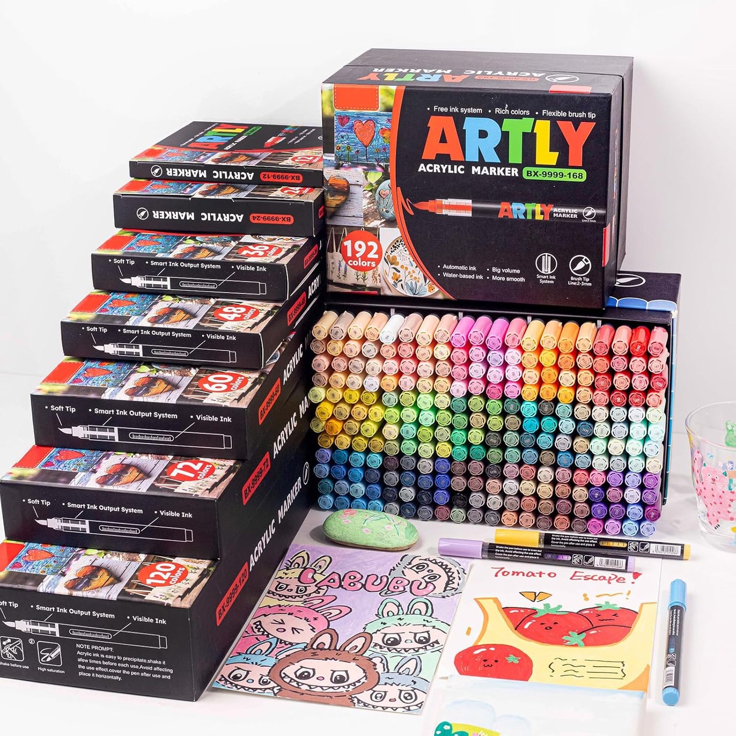 Acrylic Paint Markers, Acrylic Paint Pens, Fabric Markers for Textile, Rock, Glass, Wood, Paper, Ceramic, Canvas DIY Art Supplies Kit for Kids and Adults (240)