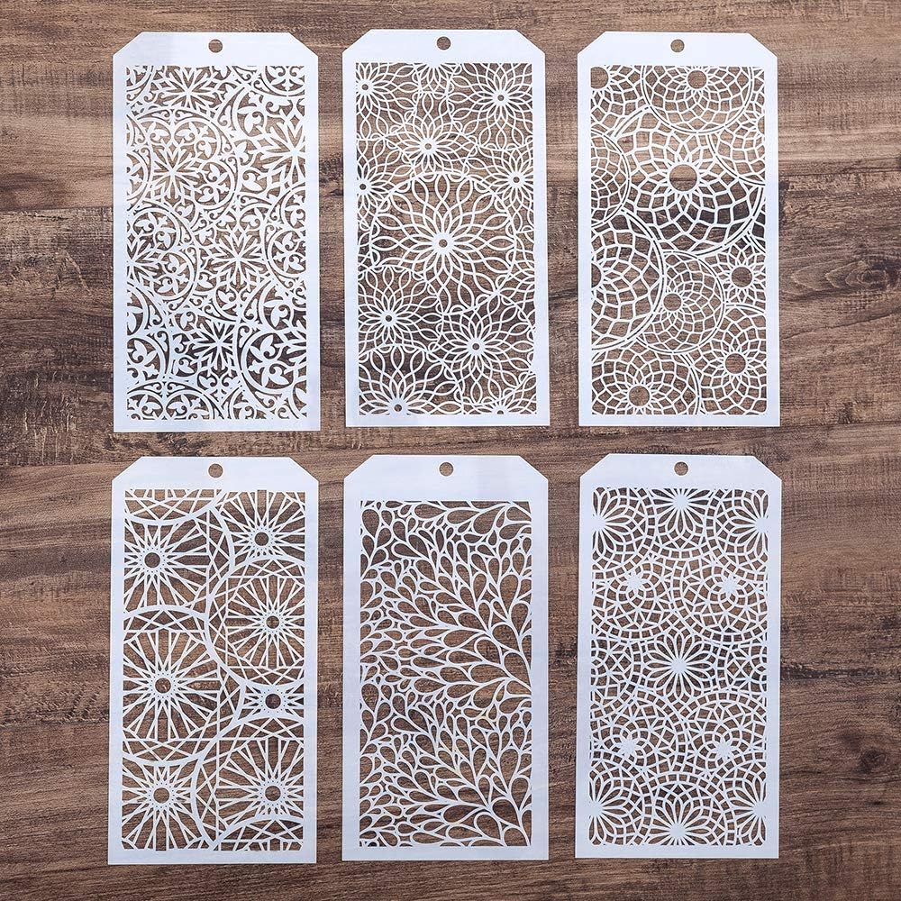 DIY Decorative Stencil Template for Scrapbooking Painting on Wall Furniture Crafts,Set of 6 (Mandala)