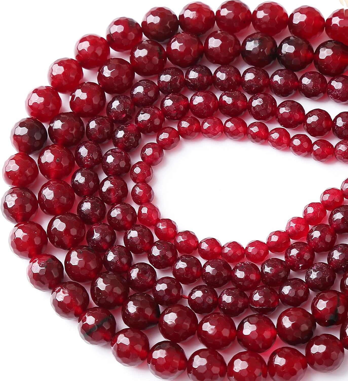 90pcs 4mm Faceted Red Jade Gemstone Beads Natural Stone Round Loose Spacer Beads for Jewelry Making DIY Bracelet Necklace 1 Strand 15inch