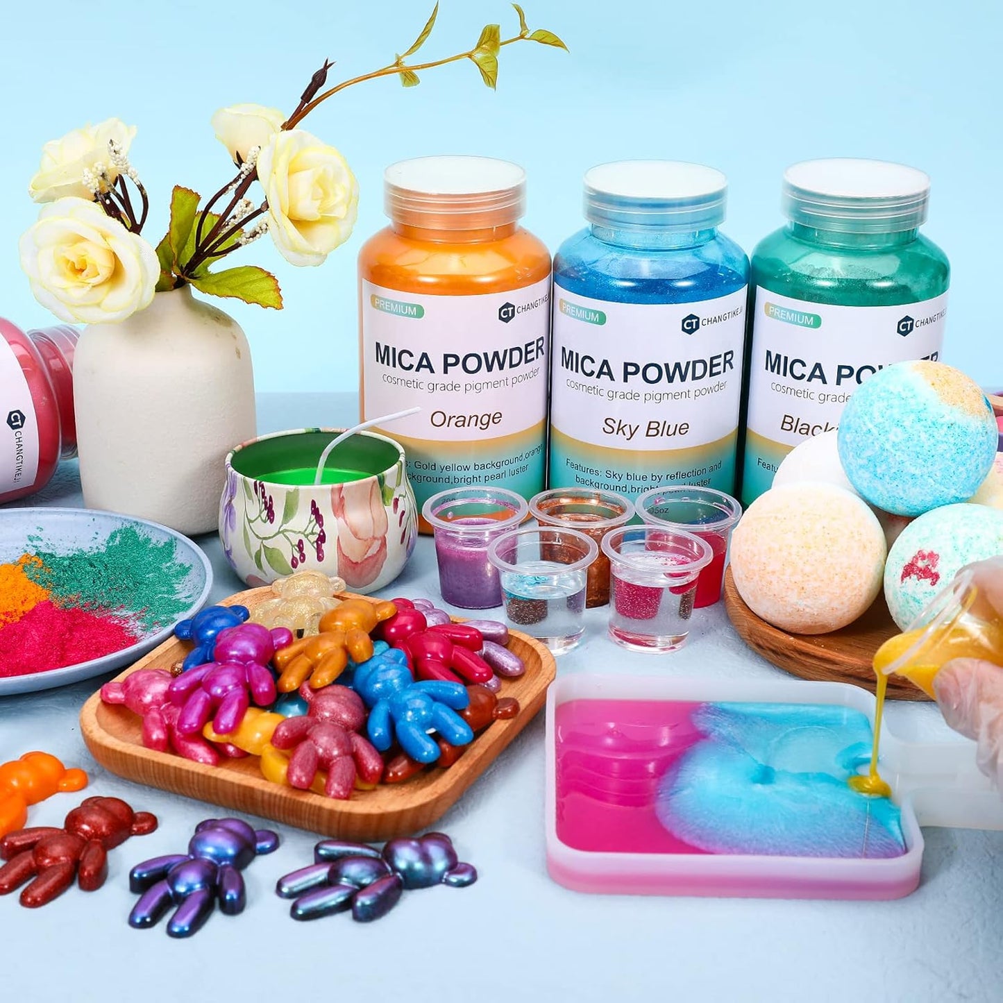 Mica Powder,200g/7.42oz Large Jar,Magic Gold Yellow Mica Powder Pigment for Epoxy Resin，Lip Gloss，Paint，Dye，Soap Making，Nail Polish,Candle Making,Bath Bombs