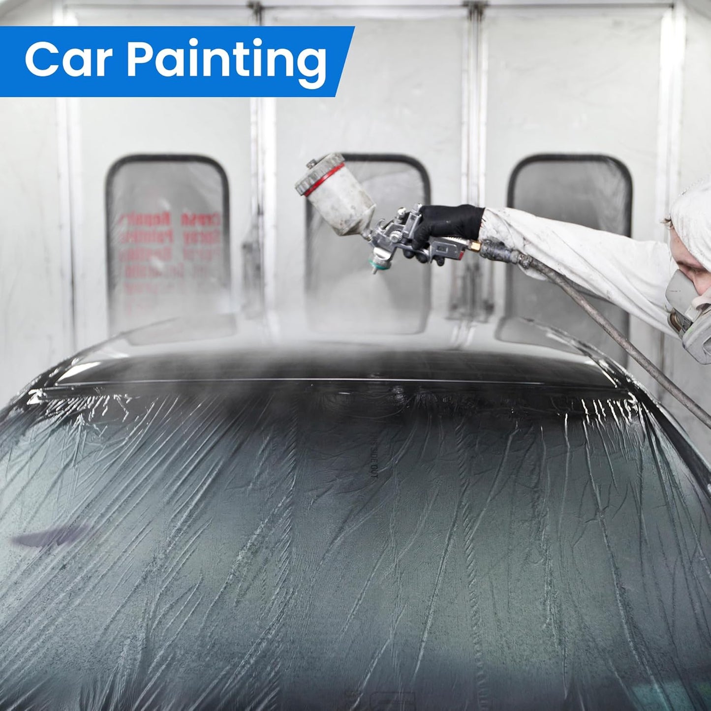 TAPEBEAR Pre-Taped Masking Film 9feet x 90feet(2600mmx 27m), Plastic Cover for Painting, Tape and Drape, Plastic Sheeting for Automotive, Floor, Appliance and Furniture, 3Rolls