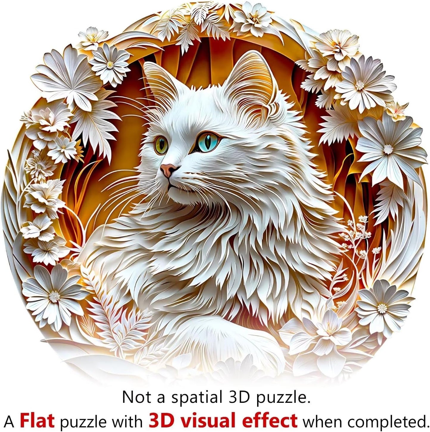 Wooden Puzzles Adults, 3D Cute Cat Wooden Puzzles 200 Pieces, Unique Animal Shaped Wood Challenging Jigsaw Puzzles Gifts for Adults, 11.4x11.4in