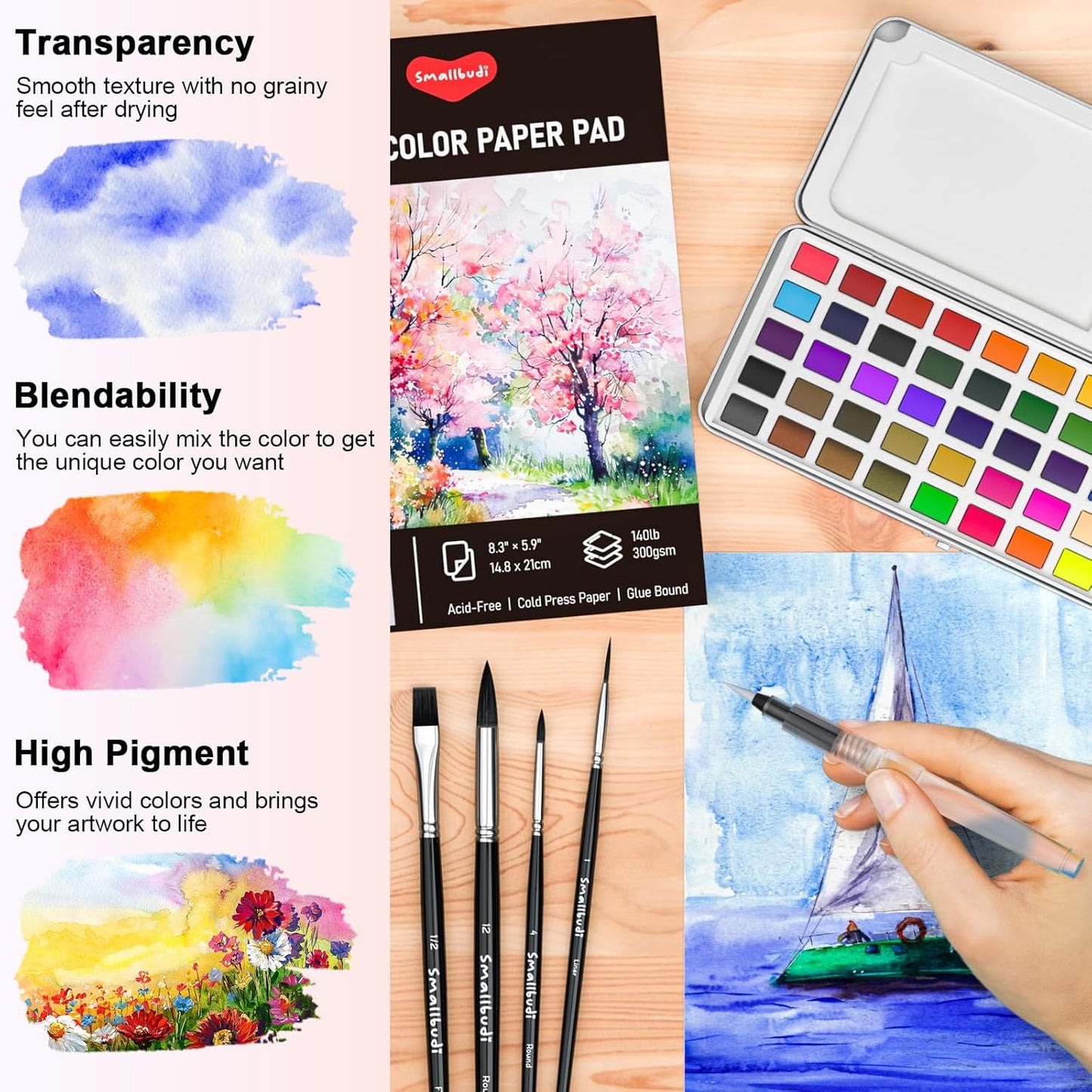 Watercolor Paint Set 168 Colors Including Metallic, Watercolor Kit with Case, Watercolor Paper, Paint Brushes, Palette and Accessories, Water Color Art Supplies Gift for Adults Kids Artists
