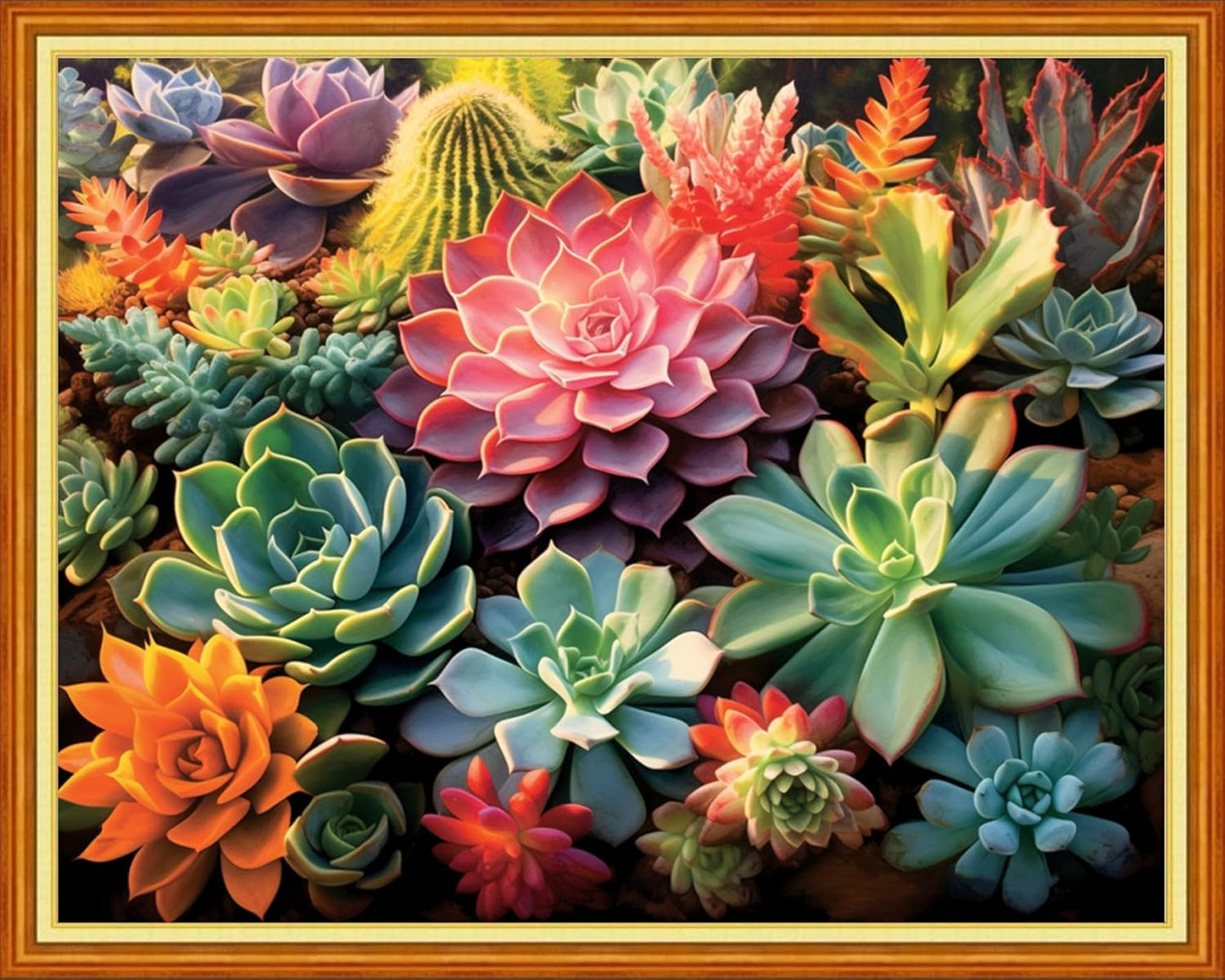 DMCVIVR Stamped Cross Stitch Kits for Adults Beginners Embroidery Kits 11CT Needlepoint Kits Cross Stitch Patterns Embroidery Patterns-Succulent Plants 16x20 inch