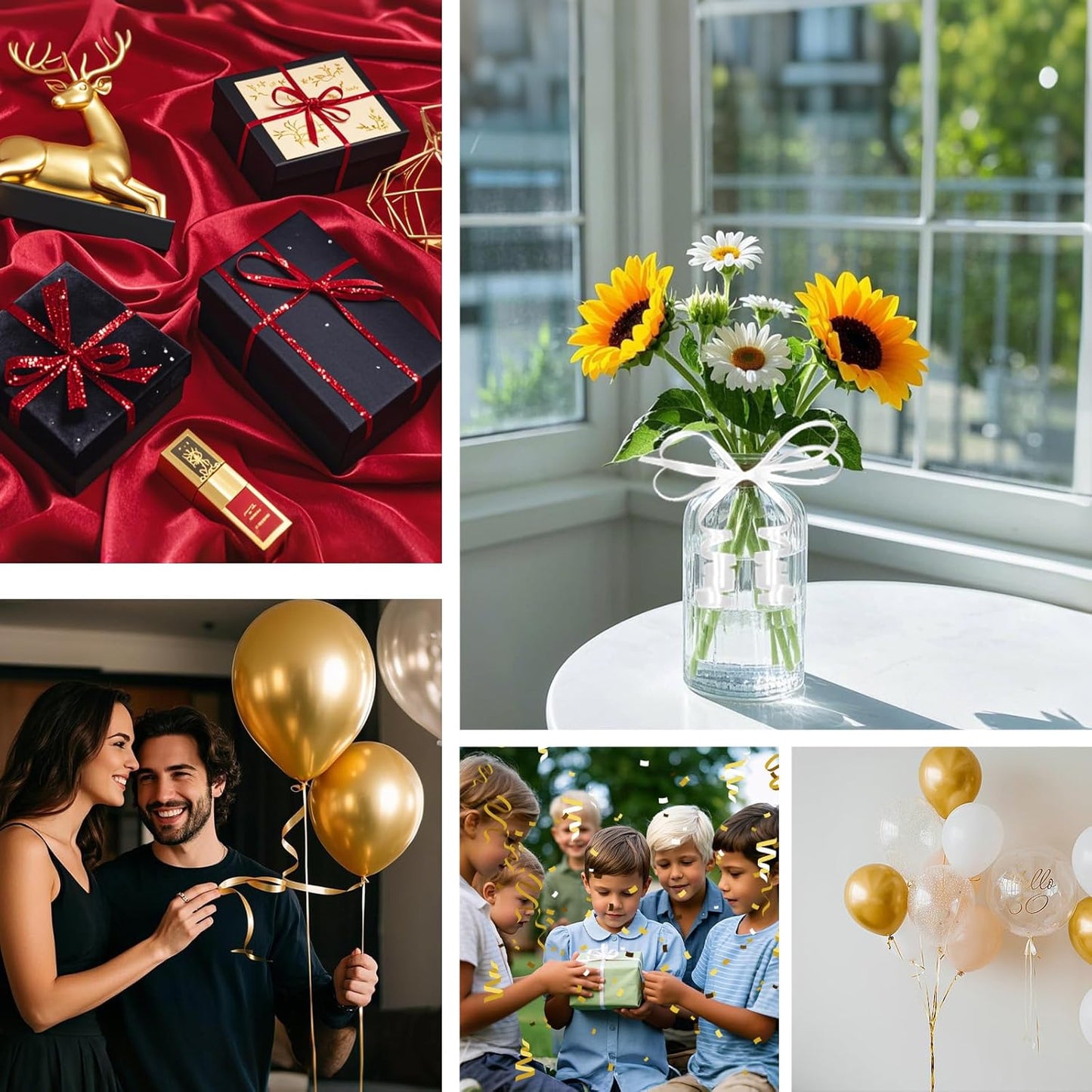 Gold Glitter Curling Ribbon, 500 Yard Curly Ribbon for Gift Wrapping, Curling Balloon String Roll Ribbons for Balloons, Gifts Ribbons for Valentine's Day Wedding Christmas Birthday Party Decorations