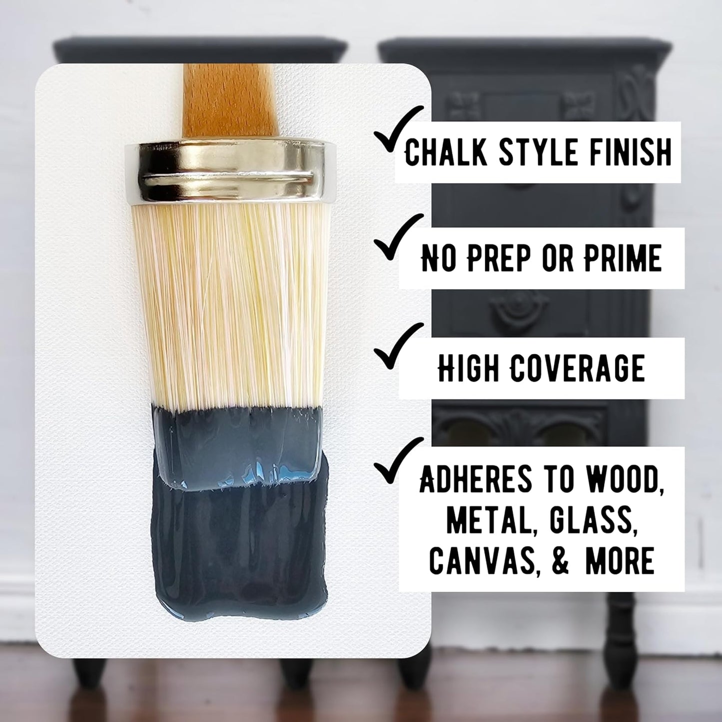 Daydream Apothecary Premium Chalk Style Paint for Furniture, Home Décor, Wood, DIY Interior Projects, Quick Dry, No Prep or Prime Needed, Matte Slate Grey - 16oz