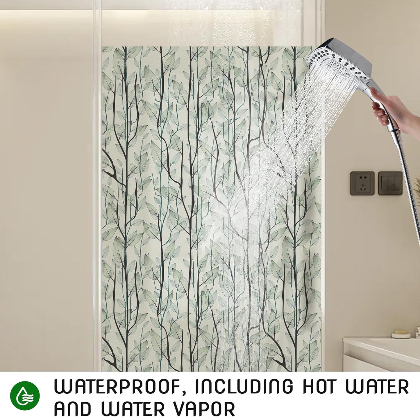 DKTIE Window Film Privacy with Installation Tools, Decorative Stained Glass Window Clings for Home, Static Cling Window Sticker for Front Door, Bathroom, Glass Door (Dark Green, 17.7'' x 118.1'')