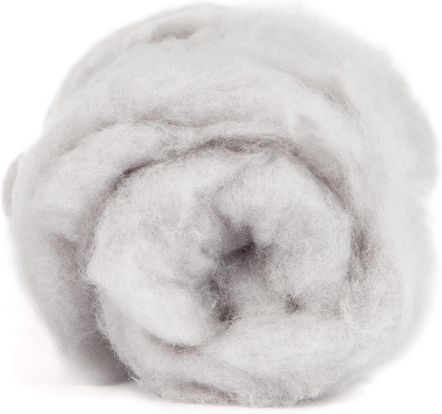 Desert Breeze Distributing Maori Wool Carded Batting, 100% Natural New Zealand Wool Made by DHG in Italy for Needle Felting, 3.5 OZ, 27 Micron, Color Cloud Gray