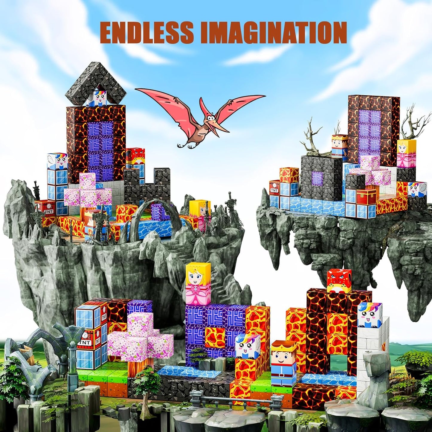 Magnetic Blocks - Build Magnet World Magic Portal Set, Magnetic Tiles Building Blocks Toddler Toys STEM Sensory Outdoor Toys for 3+ Year Old Boys & Girls, Creative Kids Games Kids Toys-120PCS