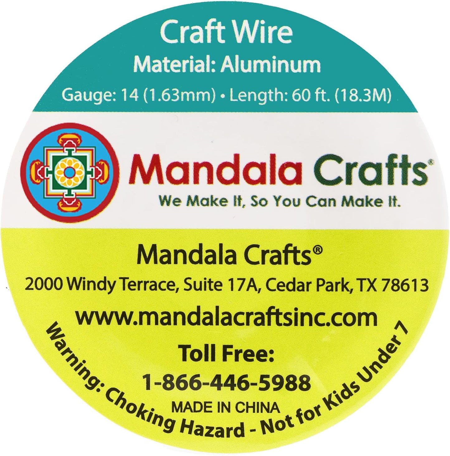 Mandala Crafts 14 Gauge Anodized Aluminum Craft Wire for Jewelry Making - 60 FT Colored Flexible Gold Tone Wire - Bendable for Bonsai Armature Crafting Sculpting