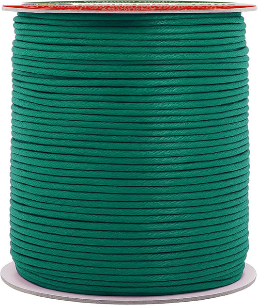 Mandala Crafts 2mm 109 Yards Peacock Green Cotton Waxed Cord for Jewelry Making Bracelet Cord Waxed String - Beading String Thread Jewelry Cords for Necklaces String