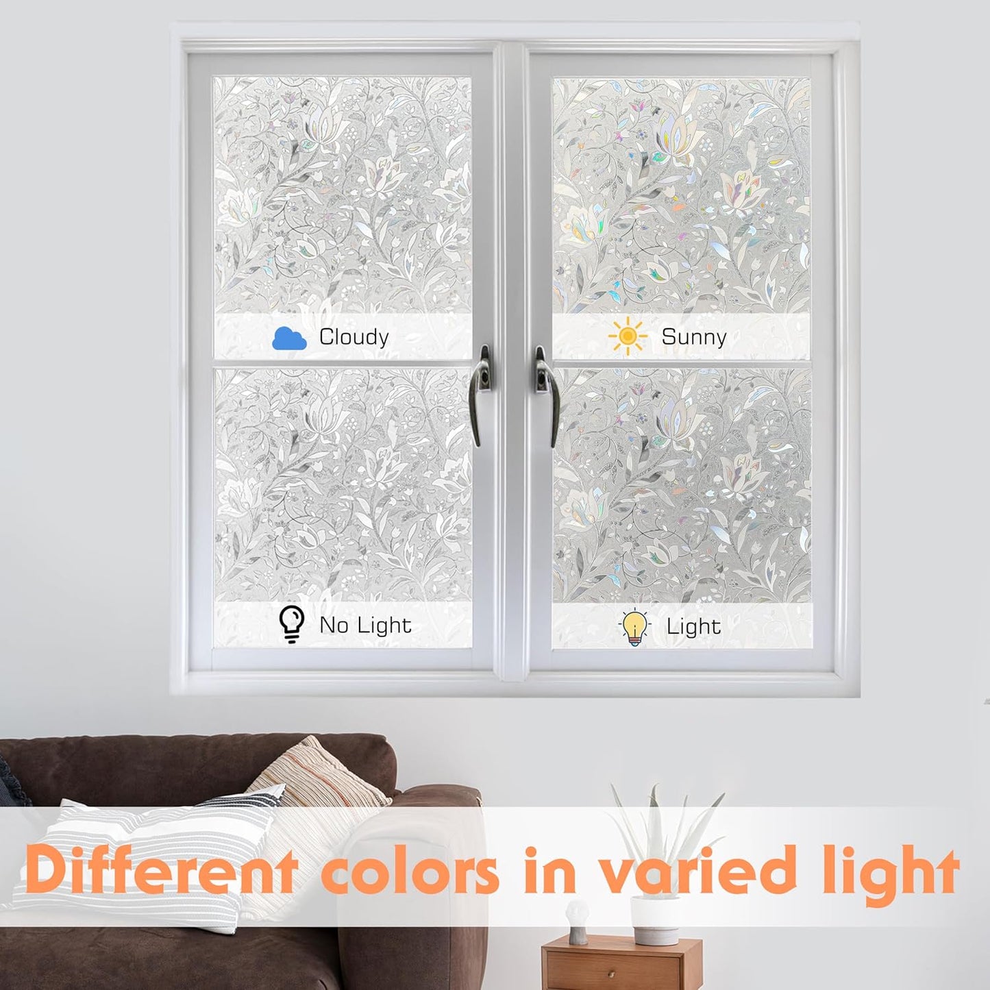 Hilarious Privacy Window Film, Tulip Window Vinyl, Stained Glass Static Stickers, 3D Decorations for Glass Windows, Removable Window Covering, Adhesive-Free Stickers (35.4'' x 78.7'')