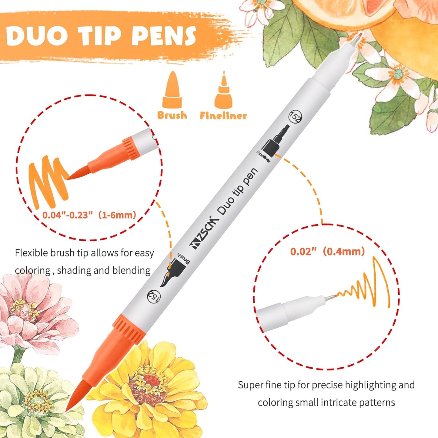 ZSCM 160 Colors Duo Tip Brush Markers Art Pen Set, Artist Fine and Brush Tip Colored Pens, for Adult Coloring Books Christmas Cards Drawing, Note taking Lettering Calligraphy Journaling