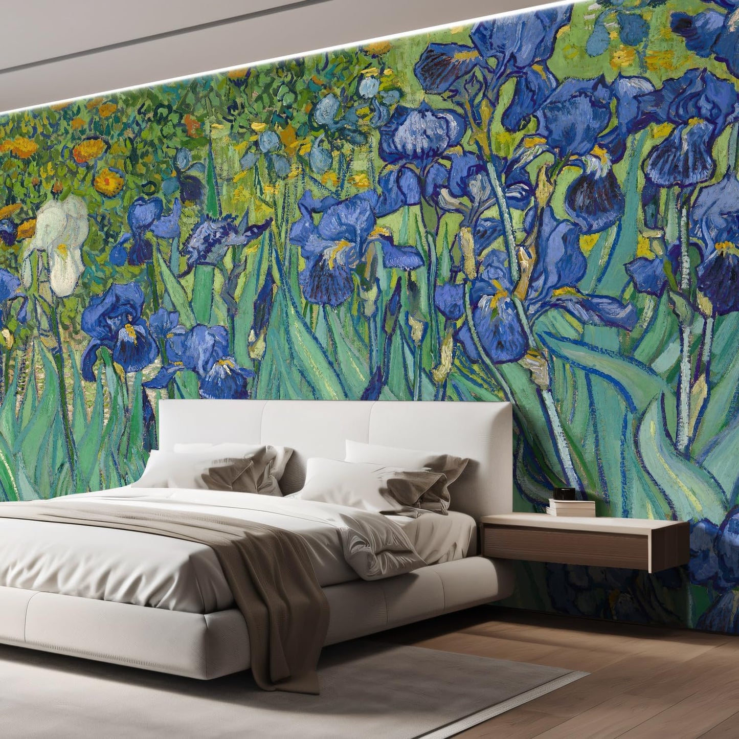wall26 Wall Sticker/Wall Mural Irises by Vincent Van Gogh Dutch Impressionism, Not Peel and Stick, Non-Woven Wallpaper Decorative for Bedroom, Living Room, Office - 132x168 inches