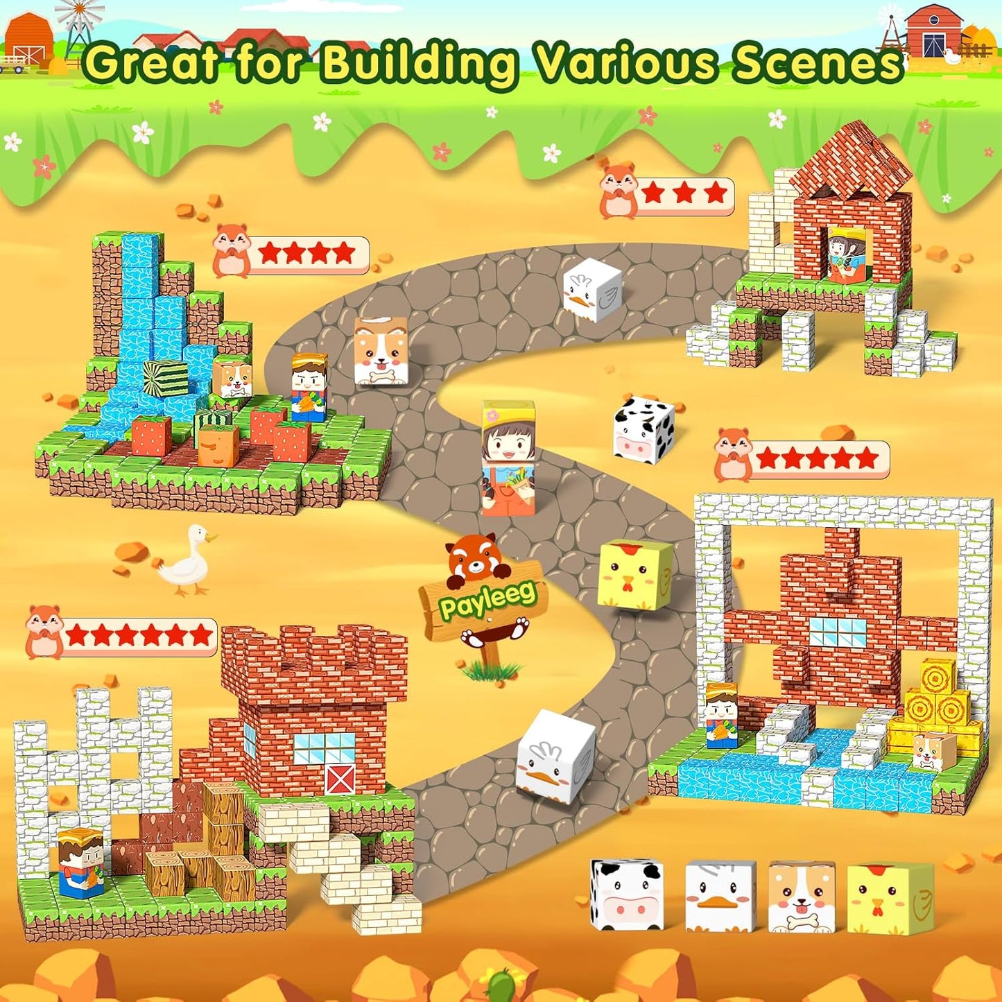 Magnetic Blocks Building Toys for Kids Ages 4-8 5-7 8-12 Year Old, Magnetic Cubes Tiles Montessori Sensory Travel Toddler Boys Girls Toys Games Christmas Birthday Gifts