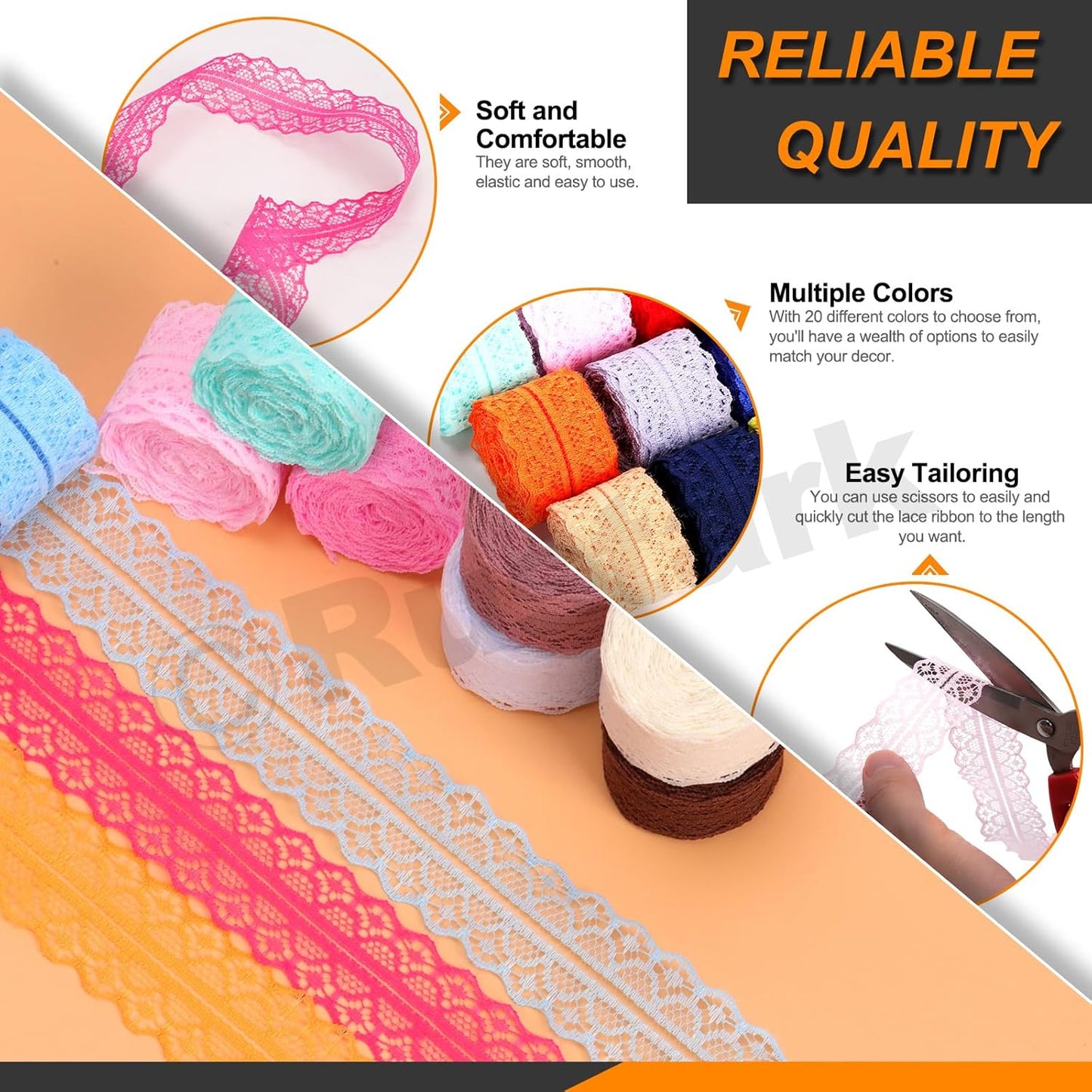 20Pcs 1.18Inch/3CM Wide Colorful Lace Ribbon Floral Lace Ribbon Trim Fabric Sewing Vintage Trims Laces for Craft Sewing Making Gift Wrapping Wedding Decorations