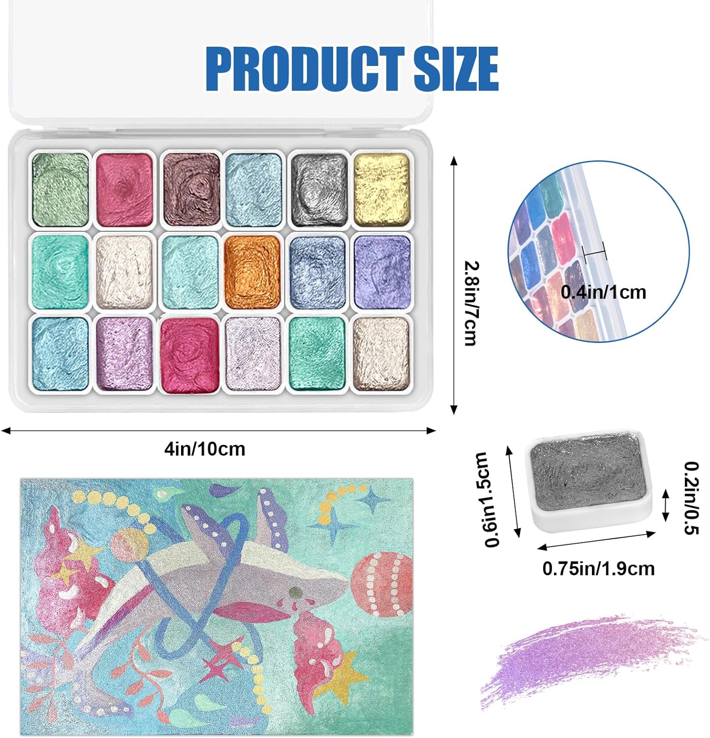 Mini Forestry Shifting Watercolor Painting Set, 18 Color Shifting Watercolor Paint Set, Shimmer Metallic Watercolor Paints Set, Glitter Watercolor Paint, Solid, Macaron Style