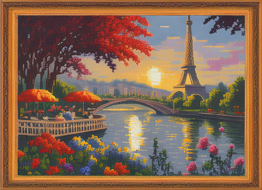 Dimensean Stamped Cross Stitch Kits Full Range of Embroidery Patterns Starter Kits for Beginners Adult or Kids DIY Cross Stitches Needlepoint Kits 11CT-Scenery Eiffel Tower 15.7x19.7 inch