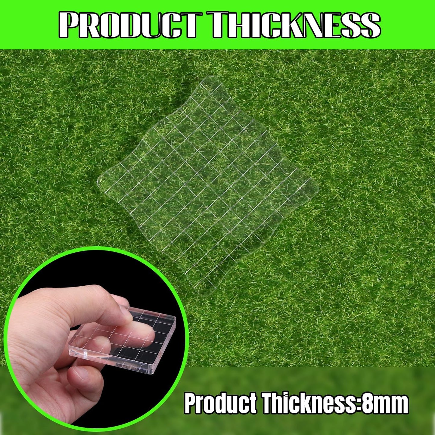 2-Piece Clear Stamp Blocks Set - 4 x 4 inch Wave-Like Acrylic Stamps with Grid Lines for Scrapbooking