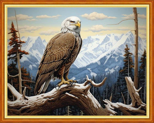 Joyhoor Cross Stitch Kits for Beginners Stamped Cross-Stitch Supplies Needlework preprint Embroidery Kits for Adults DIY Needlepoint Kits Embroidery Patterns 11CT-Owl Mountain and River 16x20 inchs