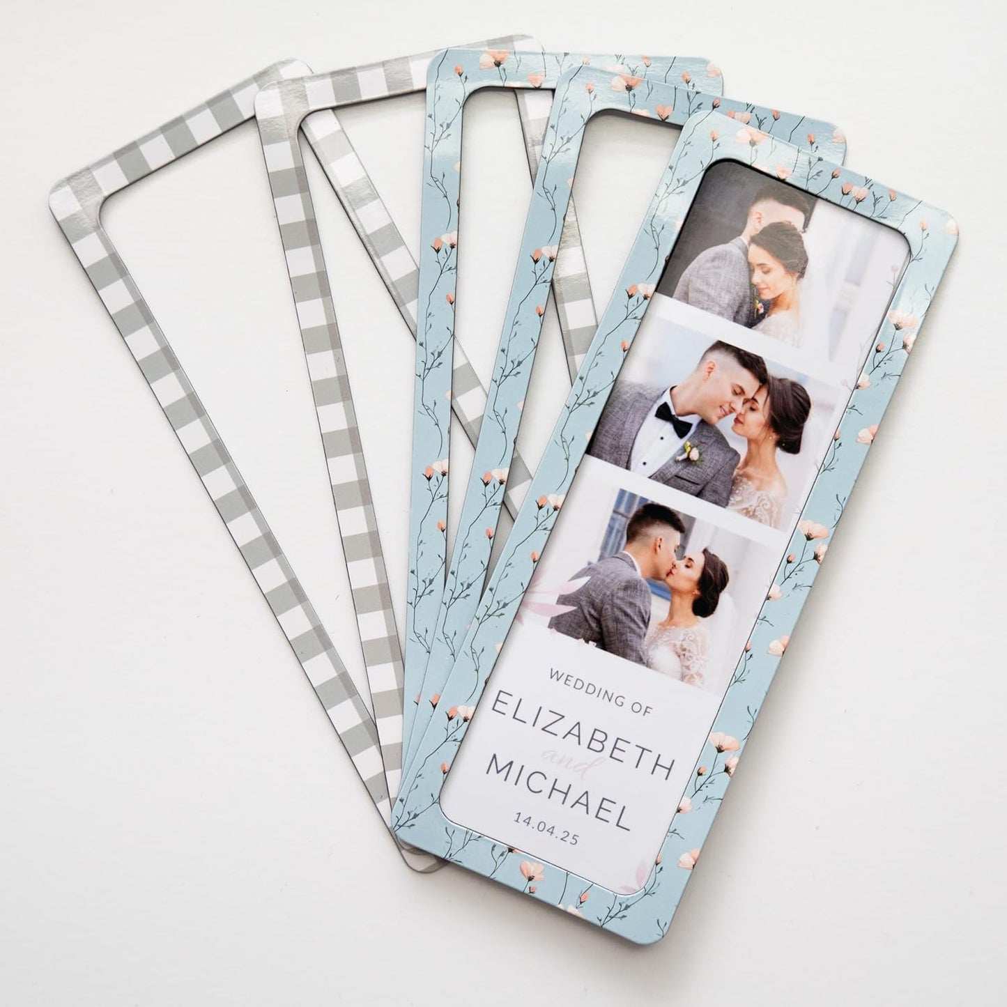 Magnetic Frames For 2x6 Photo Booth Strips – Set of 5 – White, Black, or Floral Design Photo Picture Holders – Magnetic Paper Cutout for Photobooth Photos – Simple Slim Frames for Fridge, Locker, or Party Keepsakes (5, CHECK/FLORAL PATTERNS MIX)