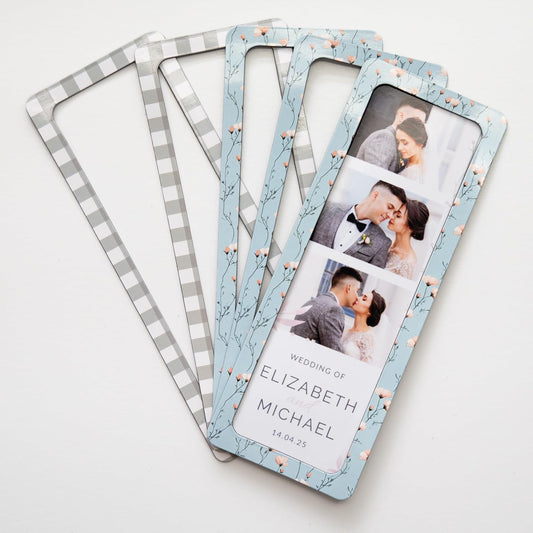 Magnetic Frames For 2x6 Photo Booth Strips – Set of 5 – White, Black, or Floral Design Photo Picture Holders – Magnetic Paper Cutout for Photobooth Photos – Simple Slim Frames for Fridge, Locker, or Party Keepsakes (5, CHECK/FLORAL PATTERNS MIX)
