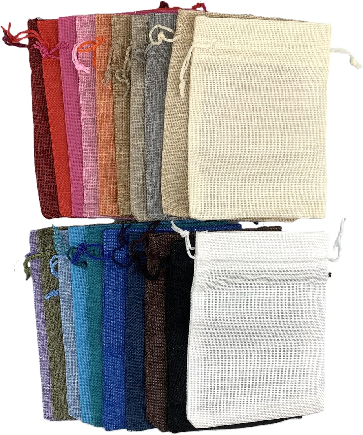 Palmhomee Pack of 20 Burlap Gift Bags with Drawstring Linen Jewelry Pouches Wedding Hessian Jute Bags for Birthday Jewelry and Treat Pouches Party Wedding Favors Gift Art and DIY Craft   (7x9 Inch, Mixed Colors)
