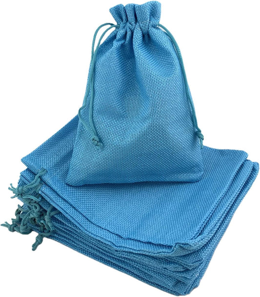 Palmhomee Pack of 25 Burlap Gift Bags with Drawstring Linen Jewelry Pouches Wedding Hessian Jute Bags for Birthday and Treat Pouches Party Wedding Favors Gift (5x7 Inch, Ocean Blue)