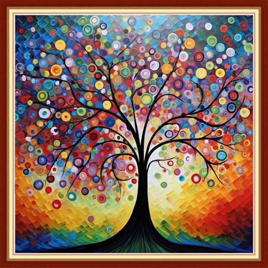 Artvxeay Cross Stitch Kits Stamped Full Range of Embroidery Kits for Beginners Adults 11CT Pattern Stitch Embroidery Kits Needlepoint Kits DIY- (Colorful Starry Sky Tree 18x18 inch)