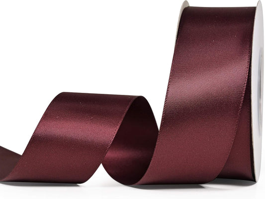 YAMA Burgundy Double Faced Satin Ribbon for Crafts Bows Flower Bouquet Wedding Home Decor Gift Wrapping, 1-1/2 Inch × 25 Yards