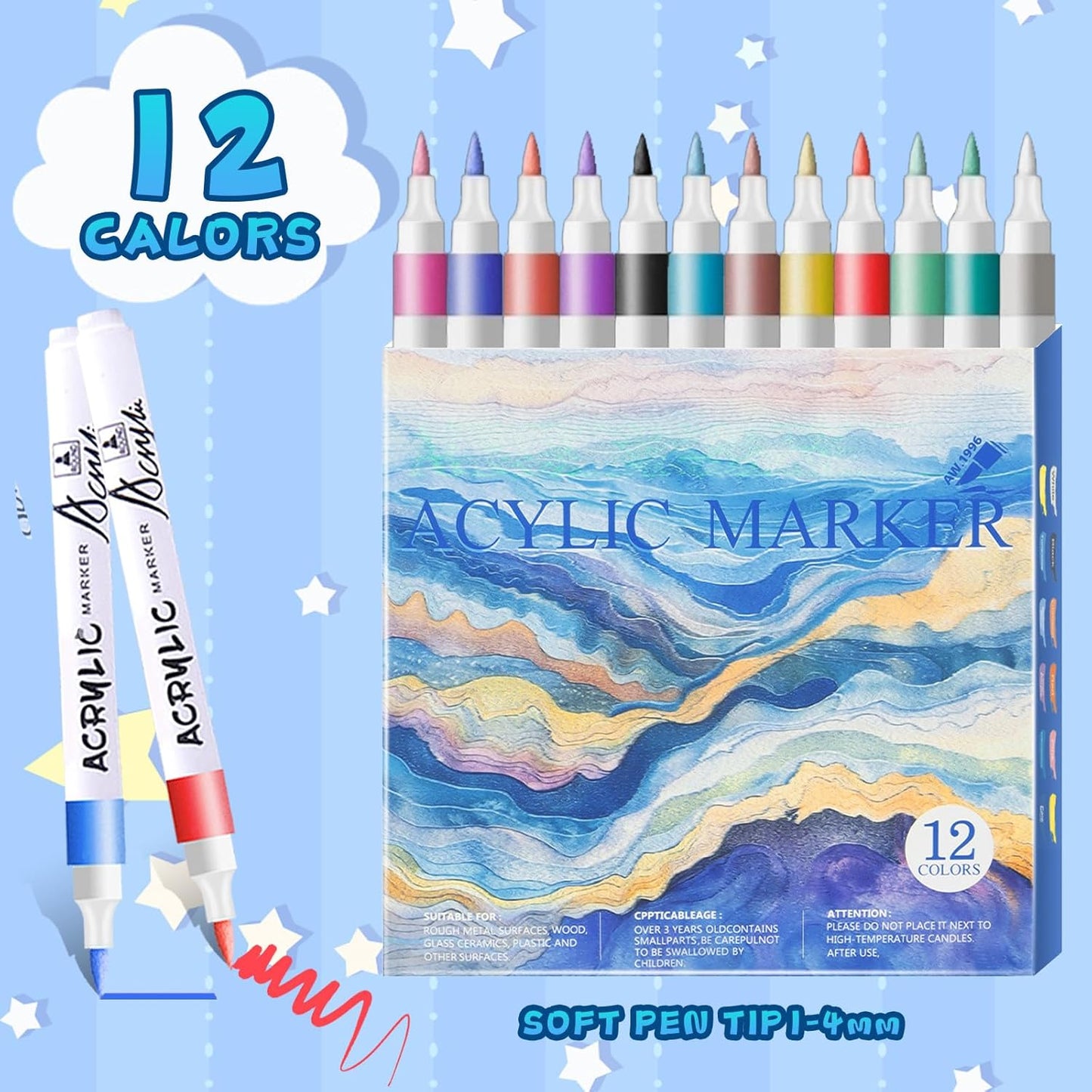 Magic Puffy Paint Kit,38Pcs Puffy Foam Texture Painting Kit,Including 18 Pcs Foam Texture Paper,12 Colors Acrylic Markers,2 Water Brushes,Magical 3D Drawing Sponge DIY Bubble Drawing Pens Art Supplies