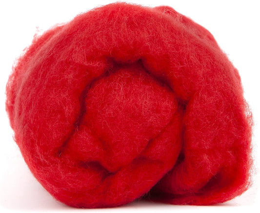Desert Breeze Distributing Maori Wool Carded Batting, 100% Natural New Zealand Wool Made by DHG in Italy for Needle Felting, 3.5 OZ, 27 Micron, Color Red