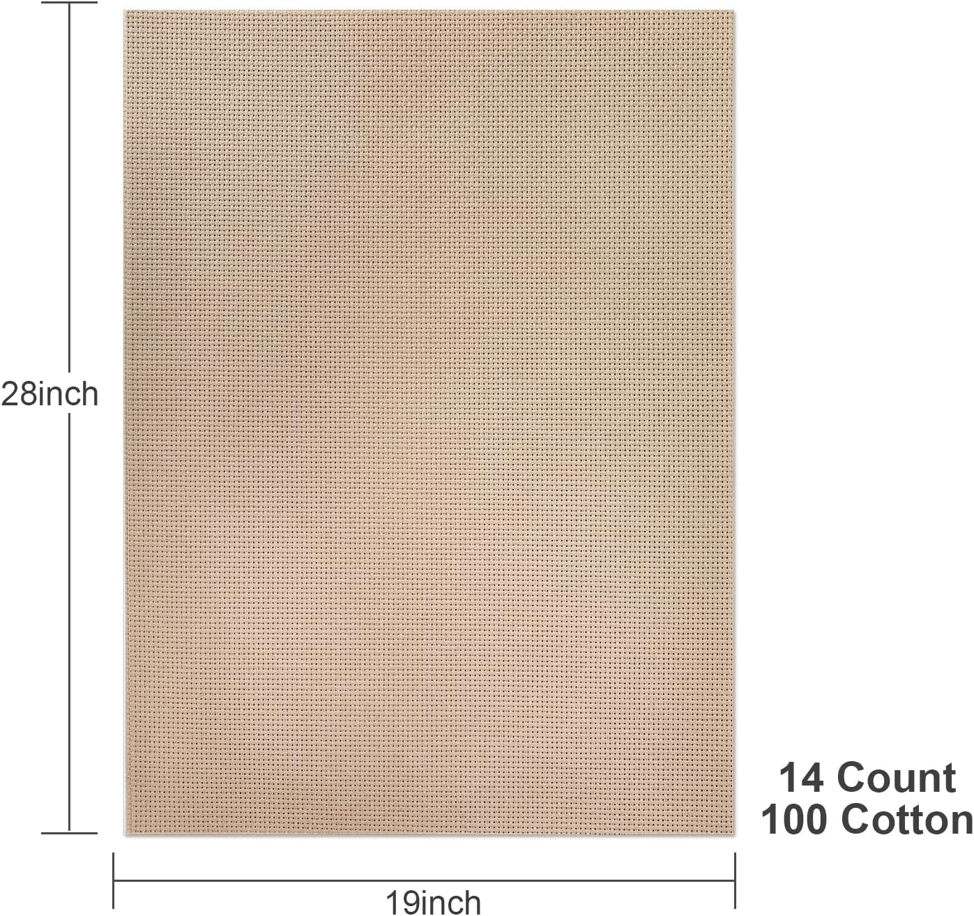 Aida Cloth 14 Count Cross Stitch Fabric,19×28inch (14CT, Tan)
