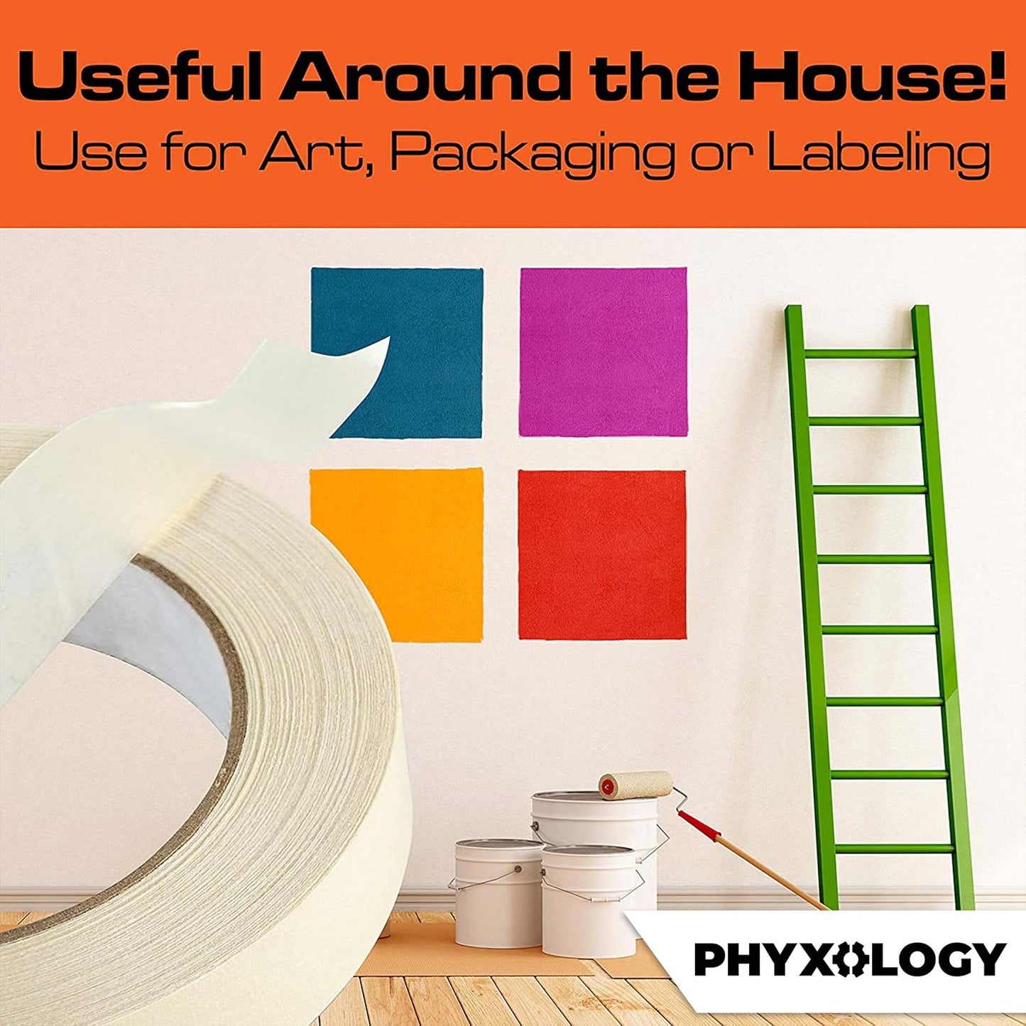 No-Residue 1 in, 60 Yd Masking Tape 1 Pk. Easy-Tear Pro-Grade Removable Painters Tape Great for Home Office or Commercial Contractor Use. Clean, Drip-Free Painting with Durable Wide Crepe Paper Rolls