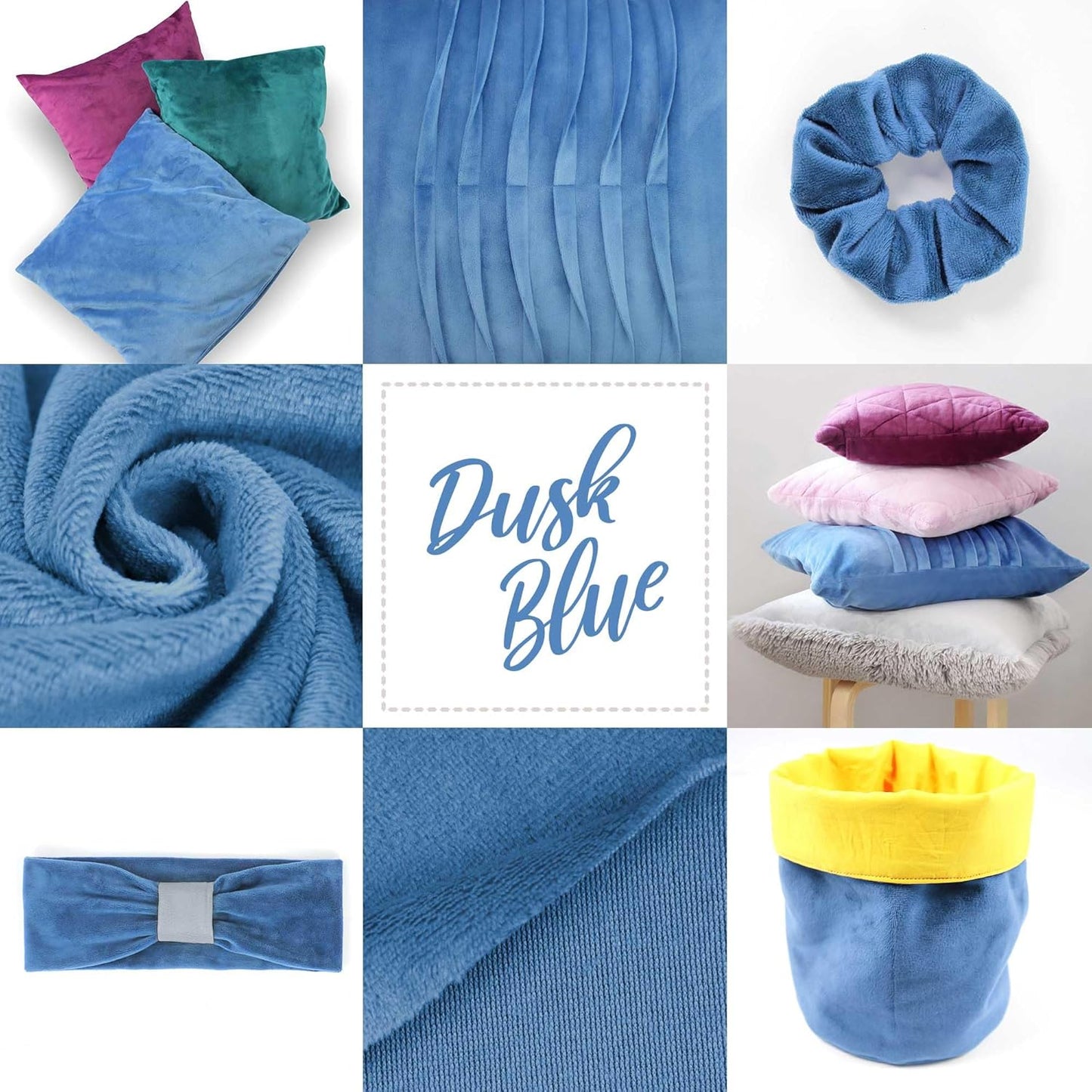kullaloo Plush Fabric | Solid Dusk Blue Minky Fabric for Sewing (Pack of 2) | Super Soft Cuddle Material | 39.5x29.5 | Plushies, Baby Blankets, Pillows, Dog Beds, Cat Beds, Baby Accessories, Apparel